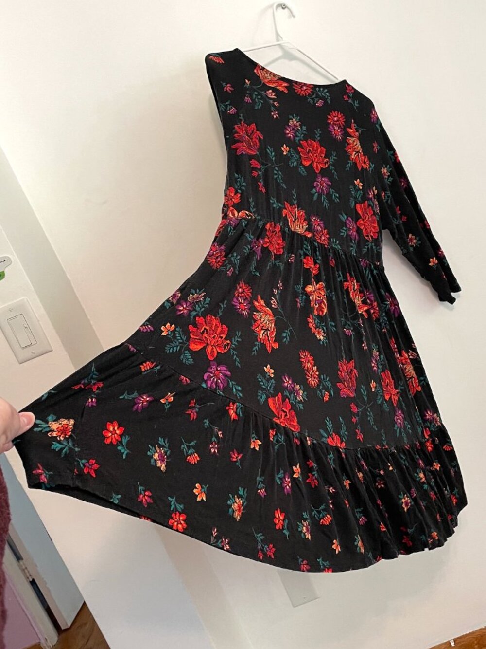 TORRID 2 Plus Size Mini Super Soft Skater Dress Black Red Teal Floral 3/4 Sleeve - Picture 16 of 16